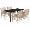vidaXL 5-delige Tuinset met kussens poly rattan beige