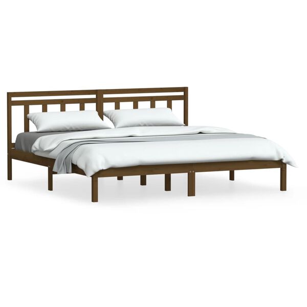 vidaXL Bedframe massief grenenhout honingbruin 200x200 cm