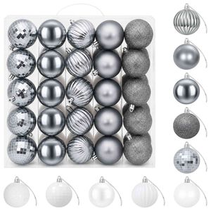vidaXL Kerstballen set 75 st Wit en Grijs 6 cm Polystyreen