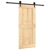 vidaXL Schuifdeur Naturel en Zwart 90 x 210 cm Massief Grenenhout