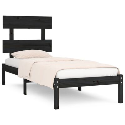 vidaXL Bedframe massief hout zwart 90x190 cm