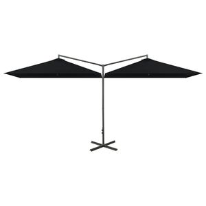 vidaXL Parasol dubbel met stalen paal 600x300 cm zwart