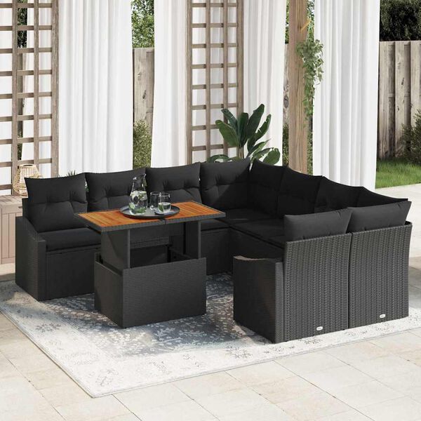 vidaXL Tuin Eetset met kussen Zwart en Bruin 100 x 55 x 73 cm