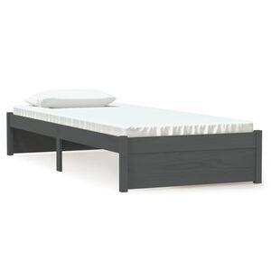 vidaXL Bedframe massief hout grijs 75x190 cm