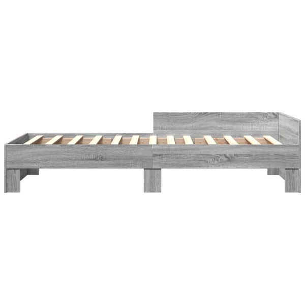 vidaXL Bedframe bewerkt hout grijs sonoma eikenkleurig 90x190 cm