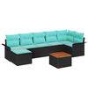 vidaXL Tuinbankenset 8 st Zwart en Turquoise poly rattan