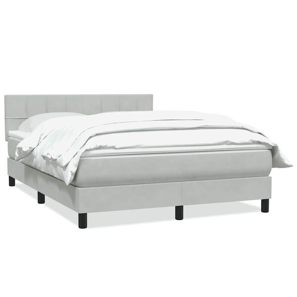 vidaXL Boxspring met matras fluweel lichtgrijs 160x220 cm