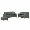 vidaXL 3-delige Loungeset met kussens stof donkergrijs