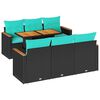 vidaXL 7-delige Loungeset met kussens poly rattan zwart