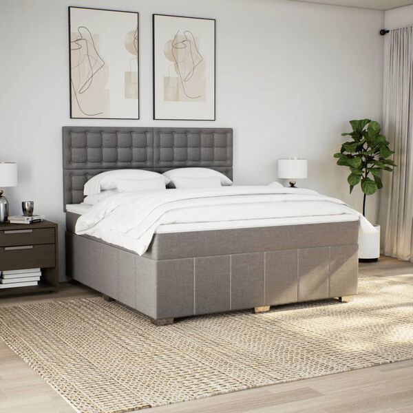 vidaXL Boxspring met matras stof taupe 180x200 cm