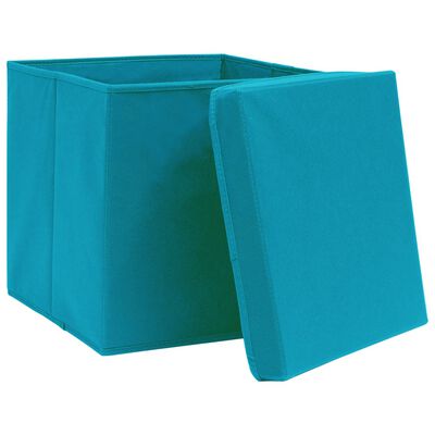 vidaXL Opbergboxen met deksel 10 st 32x32x32 cm stof babyblauw