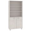 vidaXL Hoge kast HAMAR massief grenenhout wit
