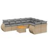vidaXL 10-delige Loungeset met kussens poly rattan beige