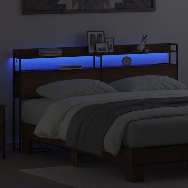 vidaXL Opslag hoofdbord met plank bruin eikenkleur 180 cm Bewerkt hout