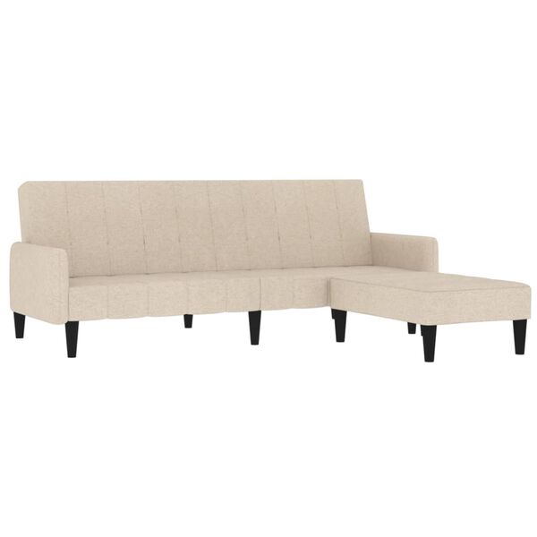 vidaXL Slaapbank 2-zits met voetenbank microvezelstof cr&egrave;mekleurig