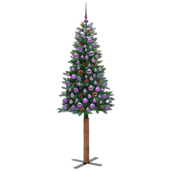 vidaXL Slanke Kerstboom Groen 180 cm PVC en massief dennenhout