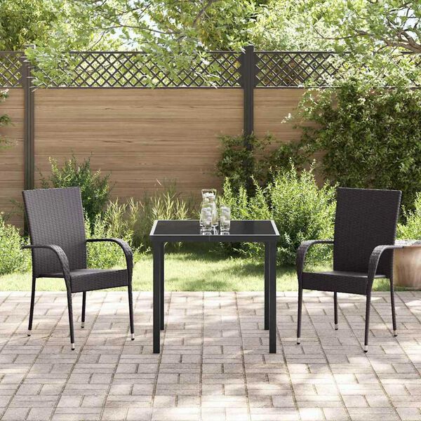 vidaXL Tuin eettafelset 3 pcs Bruin Gepoedercoat staal