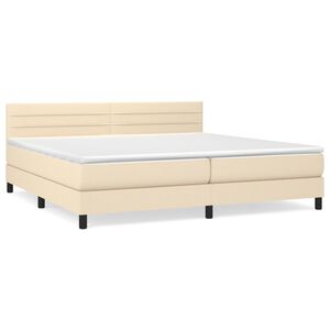 vidaXL Boxspring met matras stof cr&egrave;mekleurig 200x200 cm