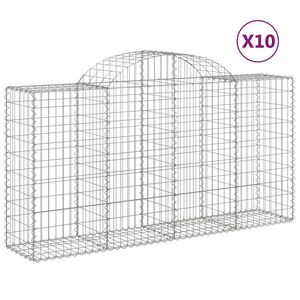 vidaXL Schanskorven 10 st gewelfd 200x50x100/120 cm ijzer