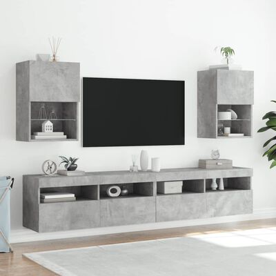 vidaXL Tv-meubel met LED-verlichting 40,5x30x60 cm betongrijs