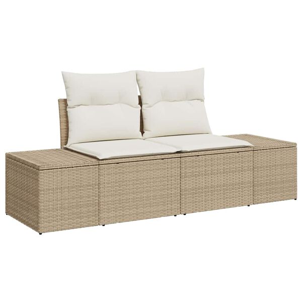 vidaXL Tuin Eetset met kussen 7 pcs Beige en Cr&egrave;me