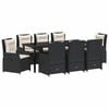 vidaXL Tuin eettafelset 9 pcs Zwart poly rattan
