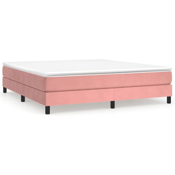 vidaXL Boxspring met matras fluweel roze 160x200 cm