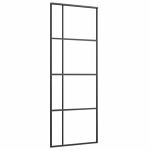 vidaXL Schuifdeur 76x205 cm mat ESG-glas en aluminium zwart