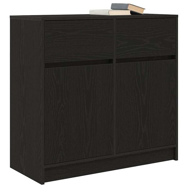 vidaXL Dressoir met lade 80x34x76 cm spaanplaat zwart eikenkleurig