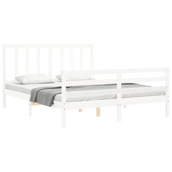 vidaXL Bedframe zonder matras massief grenenhout wit 160x200 cm