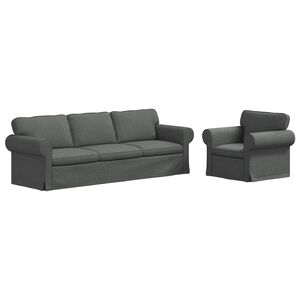 vidaXL Bankstel 2 pcs Donkergrijs 245 x 82 x 80 cm Stof