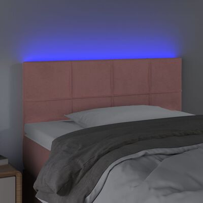 vidaXL Hoofdbord LED 100x5x78/88 cm fluweel roze