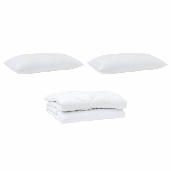 vidaXL Dekbed met kussen 3 pcs Wit Microvezel