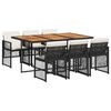 vidaXL 7-delige Tuinset met kussens poly rattan zwart