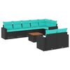 vidaXL 9-delige Loungeset met kussens poly rattan zwart