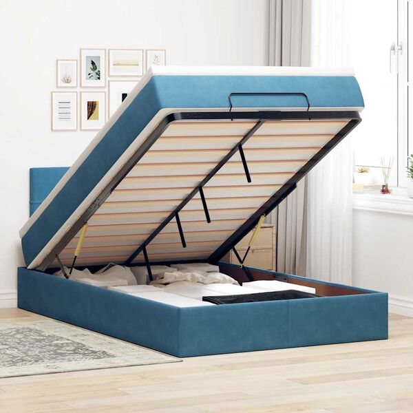 vidaXL Ottoman bed met matras 120x200cm fluweel donkerblauw