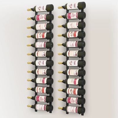 vidaXL Wijnrekken wandmontage voor 12 flessen 2 st ijzer zwart