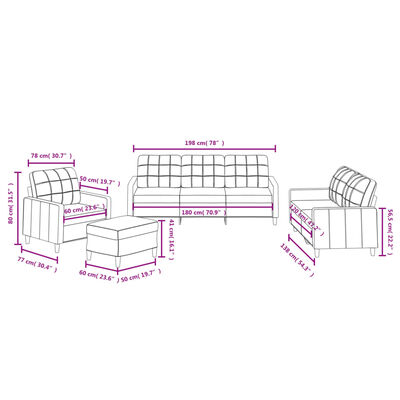 vidaXL 4-delige loungeset met kussens stof zwart