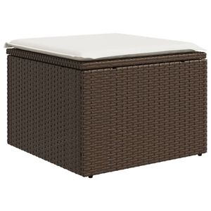 vidaXL Tuinkruk met kussen 55x55x37 cm poly rattan bruin