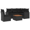vidaXL 6-delige Loungeset met kussens poly rattan zwart