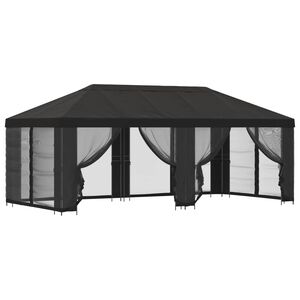 vidaXL Tuin Gazebo met Zijwanden 6 x 3 m Antraciet Polyester en staal