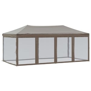vidaXL Partytent inklapbaar met zijwanden 3x6 m taupe