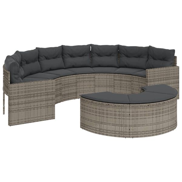 vidaXL 2-delige Loungeset halfrond poly rattan grijs