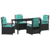 vidaXL Tuin eettafelset 5 pcs Zwart poly rattan