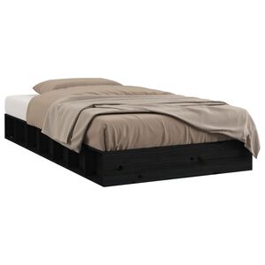 vidaXL Bedframe massief hout zwart 75x190 cm