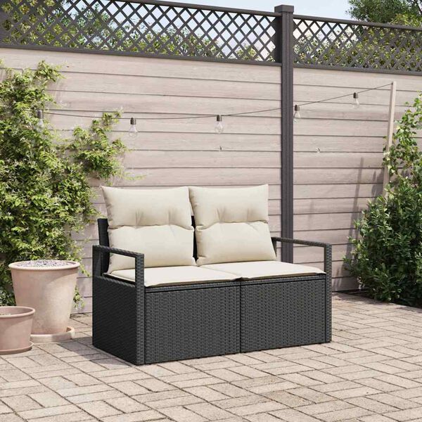 vidaXL Tuinbank met kussen 120 x 62 x 69 cm poly rattan