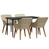 vidaXL Tuin eettafelset 5 st Beige poly rattan