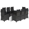 vidaXL 9-delige Tuinset poly rattan zwart