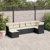 vidaXL 7-delige Loungeset met kussens poly rattan zwart