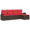 vidaXL Tuin Sofa Set met kussen met opslag 5 pcs Bruin poly rattan